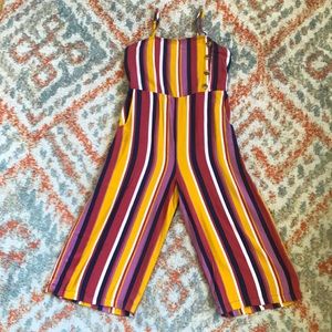 Xhilararion striped wide leg cropped jumpsuit